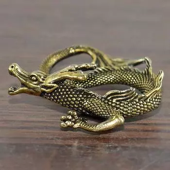 Китайский Зверь Статуя Дракона Бронзовая Статуэтка Украшения Античная Медь Мифическое Животное Миниатюрное Украшение Дома Коллекция Ремесел 1PCS