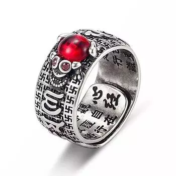 Кольцо Pixiu Feng Shui, посеребренное, регулируемое кольцо