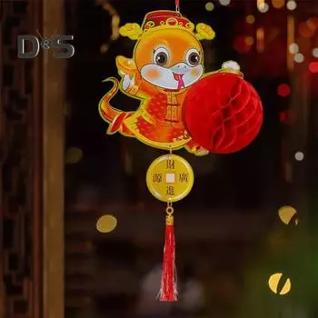 Китайское новогоднее украшение 2025 года Лунная змея Год сотовый фонарь подвесное украшение для празднования весеннего фестиваля красный
