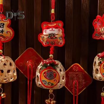 Китайское новогоднее украшение 2025 года Змеи, подвесное украшение с кисточками, мини-бамбуковый фонарь, украшение для весеннего фестиваля, домашний декор G