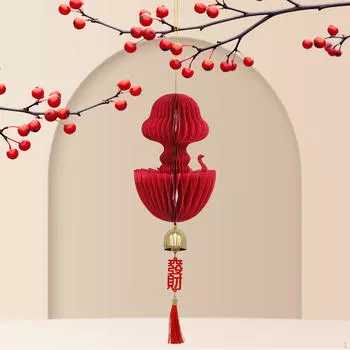 Китайское новогоднее украшение, украшение в виде красной бумажной змеи Hoenycomb, подвесной декоративный кулон