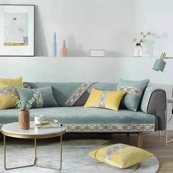 Китайское синельное широкое боковое полотенце для дивана для гостиной, классические нескользящие синие чехлы для диванов, подушка для сиденья, простой однотонный чехол для дивана 70x70cm 1pcs