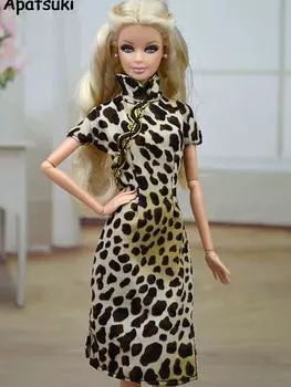 Китайское традиционное платье ручной работы Qipao Vestido Dress Кукольная одежда для Барби Cheongsam Leopard Unique Evening Dresses разноцветный