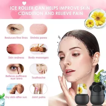 Kitch cut Ice Roller для лица, шеи и тела | Для опухших глаз | Небьющийся и многоразовый | Сияющая и чистая кожа, 1 шт. (черный) 150 gm