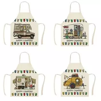 Кухонный фартук эскиз Happy Camping RV Camper автомобильный фартук с принтом аксессуары для домашней уборки кухонные принадлежности противообрастающий нагрудник без рукавов 47X38CM