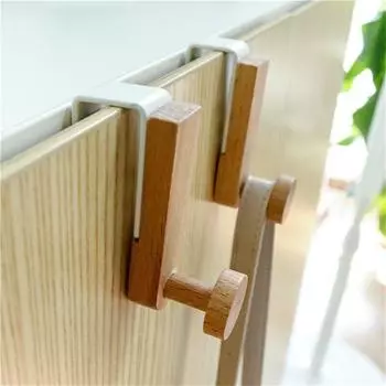 Kitchen Cabinet Hook Towels Clothes Coat Bathroom Accesories Storage Hanger Door Back Hanging Holder Iron Wooden Rack Organizer 1 PC цвет старого дерева