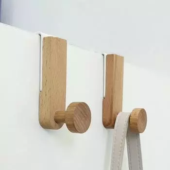 Kitchen Cabinet Hook Towels Clothes Coat Bathroom Accesories Storage Hanger Door Back Hanging Holder Iron Wooden Rack Organizer