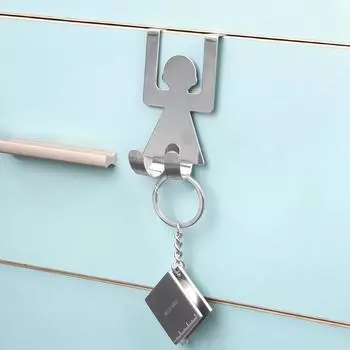 Kitchen Cabinet Pot Pan Hooks Lovers Shaped Hooks 2Pcs/Set House Clothes Storage Rack Tool Wall Door Hanger Stainless Steel серебряный