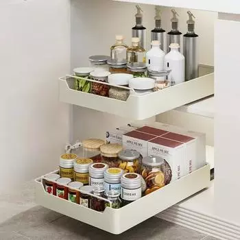 Kitchen Cabinets with Slide Rails Free of Installation of Storage Tray Cabinet Dish Rack Spice Kitchen Box Storage Rack
