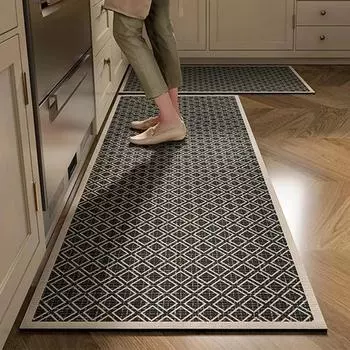 Kitchen Carpet Water Absorbent Non-slip Floor Mat Diatom Mud Oil Absorption Mats Black Plaid Houndstooth Home Decoration Rug 50x80cm