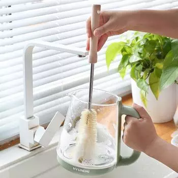 Kitchen Cleaning Brush Coffee Tea Glass Cup Baby Bottle Brush Hangable Wooden Handle Cleaner dish brush