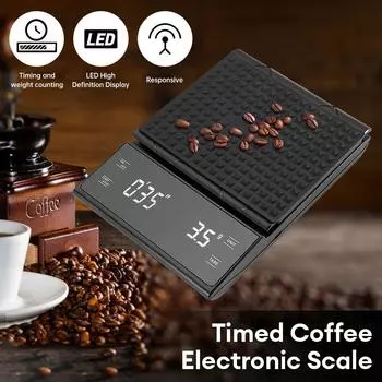 Kitchen Coffee Scale with Timer Digital Multifunction Weighing Scale 3kg/0.1g LCD Espresso Pour Over Drip Electronic Scale чёрный