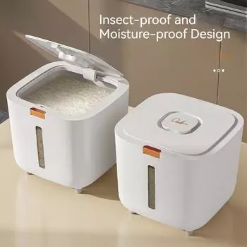 Kitchen Container Grid Grain Rice Dispenser Sealed Cereal Separate Bucket Insect-Proof Moisture-Proof Rice Food Storage Box