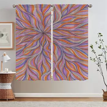 Kitchen Curtain for Living Room Art Pattern Curls Ready Curtains Cheap Things With Free Shipping for Home Interior Curtains the W50xH70cmx2pcs-CL