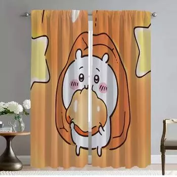 Kitchen Curtains 2 Pieces Chiikawaes Blackout Curtain for Room 2 Panel Shades Home Interior Curtains Halloween Decoration Living W50xH70cmx2pcs-CL