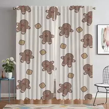 Кухонные шторы для детской комнаты, рождественские затемняющие шторы для комнаты, 2-панельные шторы, перегородка, украшение на Хэллоуин, тюль для спальни W50xH70cmx2pcs-CL