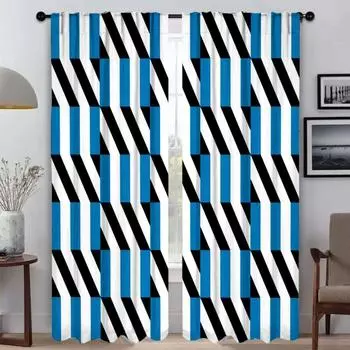 Kitchen Curtains Child Room Painted Design Anti-mosquito Curtains 2 Pieces Blackout Curtain Tulle for Bedroom Shades Partition W50xH70cmx2pcs-CL