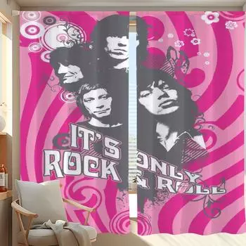 Kitchen Curtains for Living Room 2 Pieces Blackout Curtains Door Curtain The R-rolling S-stones Partition Bedroom Decoration W50xH70cmx2pcs-CL