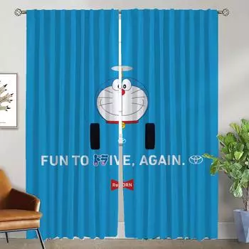 Kitchen Curtains for Living Room Curtain Doraemones Shades Home Interior Curtains 2 Pieces Halloween Decoration Partition Camera W50xH70cmx2pcs-CL
