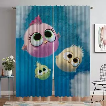 Kitchen Curtains for Living Room Curtain for Room 2 Panel Birds Home Interior Curtains Partition Shades Halloween Decoration W50xH70cmx2pcs-CL