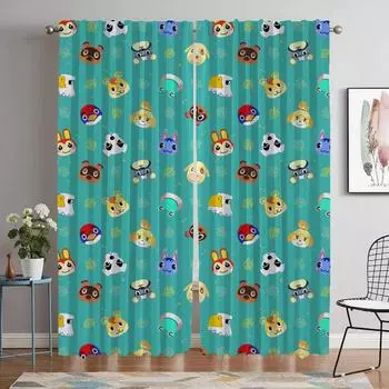 Kitchen Curtains for Living Room Curtain for Room 2 Panel Animal Crossing Shades Home Interior Curtains Halloween Decoration W50xH70cmx2pcs-CL