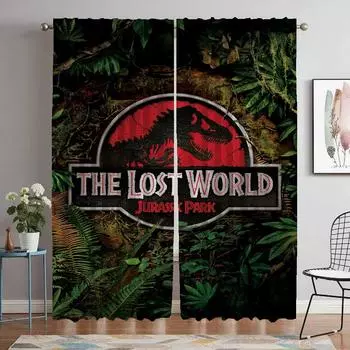 Kitchen Curtains for Living Room Curtain Jurassic Park Halloween Decoration Home Interior Curtains 2 Pieces Shades Partition W50xH70cmx2pcs-CL