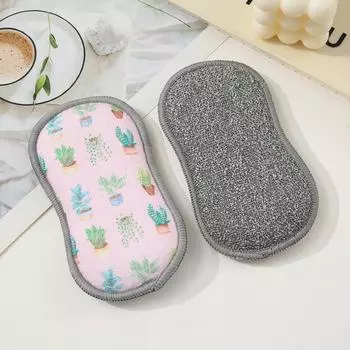 Kitchen Dishwashing Sponge Wipe Double-Sided Printing Dishwashing Sponge Block Kitchen Cleaning Tool Brush Dish Brush Pot Sponge Brush