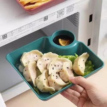 Kitchen Divided Tray Large Square Dumpling Plate With Vinegar Space Steak French Fries Dishes Storage Organizer Tableware оранжевый