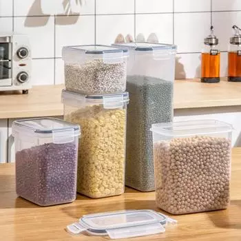 Кухонные контейнеры для хранения продуктов питания, прозрачные герметичные ведра для риса, большая емкость для хранения зерна, органайзер для хранения орехов, бобов