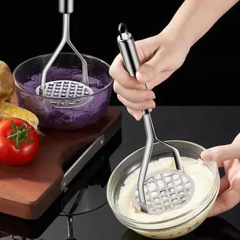 Kitchen Gadget Stainless Steel Mud Press Masher Puree Juice Maker Creative Manual Potato Crusher Ricer Garlic Pusher Fruit Tool