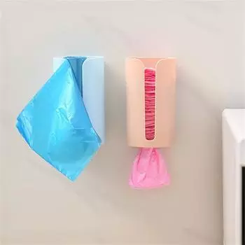 Kitchen Garbage Bags Storage Rack Plastic Bags Holder Punch-free Self-adhesive Wall-mounted Household Bathroom Organizer Box розовый