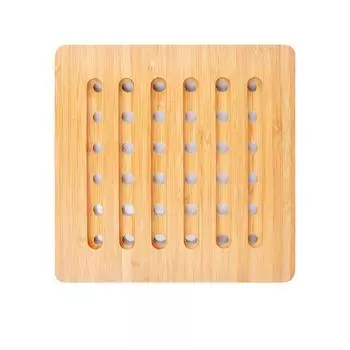 Kitchen Home Natural Heat Resistant Bamboo Dishes Holder Pot Trivet Insulation Mat Pan Stand Square