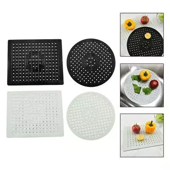Kitchen Insulation Mat Non Slip Rubber Mat Tableware Protector Pad White rectangle