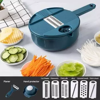 Kitchen multifunctional vegetable cutting tool, household silk slicer,radish slicer, potato slicer,and other multi-purpose tools синий