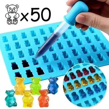 Kitchen Pastry Molds DIY Gummies Gummy Bears Reposteria Silicone Mold Dining. 50 Squares Candy Silicone Mold Baking Bakeware Bar синий