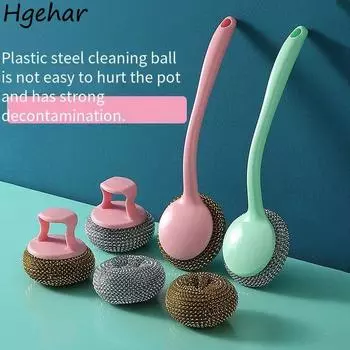 Kitchen PET Cleaning Brushes Household Washing Bowl Pot Dish Brush Detachable Non-stick Oil Dirt-removing All-purpose Home Daily Diameter-8cm