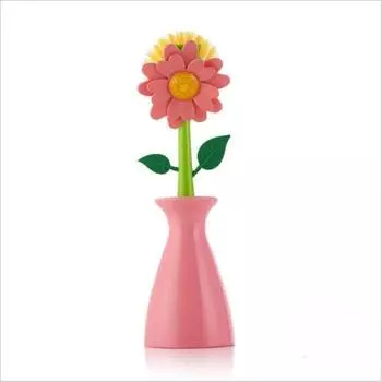 Kitchen Pot Brushing Artifact Non-oil Long-handled Pot Brush Pot Washing Pot Brushing Artifact Creative Cleaner розовый