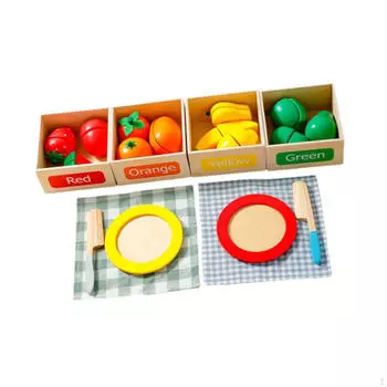 Kitchen Pretend Toy Wooden Set Educational Play Foods for