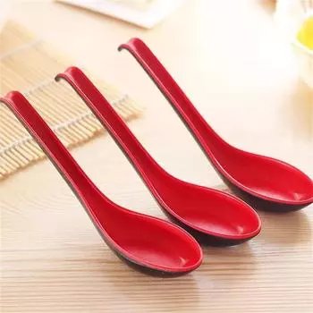 Kitchen Restaurant Red And Black High Temperature Melamine Spoon Long Handle Spoon Anti-scald Anti-skid Drinking Soup Spoon