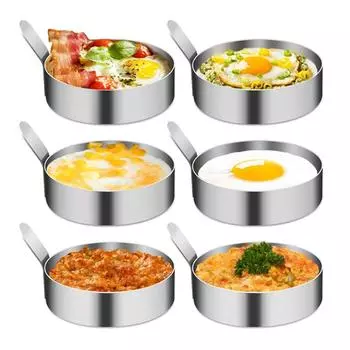 Kitchen Round With Handle Stainless Steel Pancake Shaper Omelette Mould Egg Frying Mold Egg Ring S 2PCS
