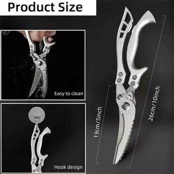 Kitchen Scissors Sharp Kitchen Poultry Shears Stainless Steel Chicken Bone Shear Fish Duck Butcher Meat Cleaver Vegetable Cutter
