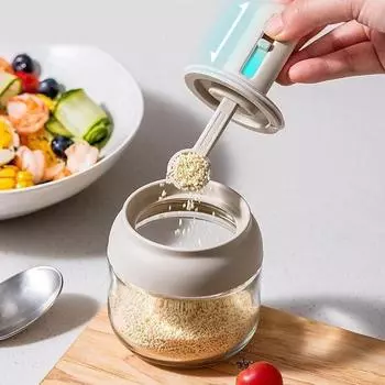 Kitchen Seasoning Box Sealed Jar Household Seasoning Bottle Seasoning Jar Spoon Cover Expandable Can Seasoning Combination белый