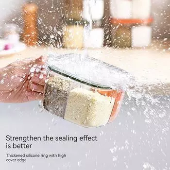 Kitchen seasoning integrated multi grid sealed moisture-proof four in one salt black pepper seasoning can cooking machine зелёный