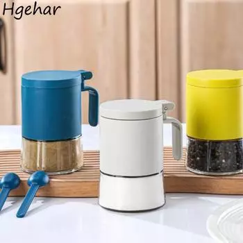 Kitchen Seasoning Specialty Tools Glass Spice Jar with Spoon Household Detachable Portable All-Purpose Reusable Simple Daily белый