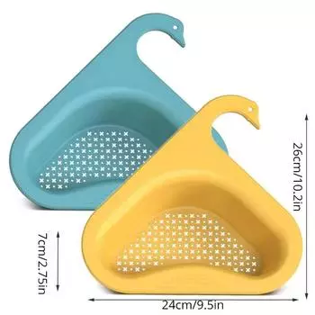 Kitchen Sink Drain Basket Swan Drain Rack Multifunctional Kitchen Triangular Sink Filter Swan Drain Basket for Kitchen Sink