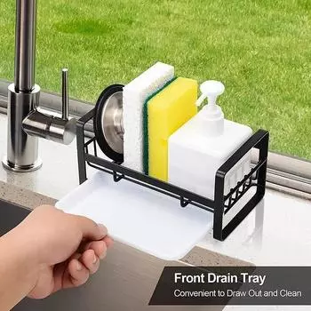 Kitchen Sink Drain Rack Sponge Cloth Non Perforated Desktop Storage Rack Household Double-layer Cleanroom Decoration Racks серебряный