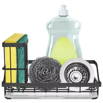 Kitchen Sink Drain Rack Stainless Steel Self-draining Soap Sponge Holder Dishcloth Towel Filter Basket Organizer Tray серебряный