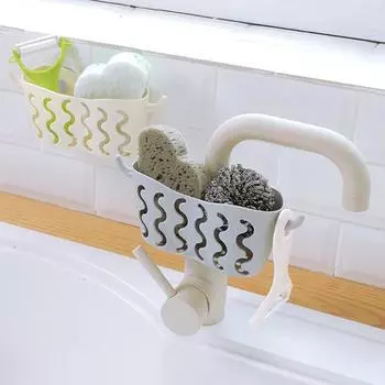 Kitchen Sink Sponge Holder Suction Cup Sink Organizer Rag Drain Rack Bathroom Punch-Free Toothpaste Toothbrush Storage Holder 1PC белый