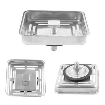 Kitchen Sink Strainer Drainer Post Stopper Waste Plug Stainless Steel Filter Basket Plug Square Kitchen Sink Strainer Stopper
