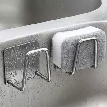 Kitchen Sponges Holder Self Adhesive Sink Sponges Drain Drying Rack Stainless Steel Kitchen Sink Accessories Organizer Shelf армия зеленый